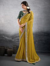 Olive Party Wear Georgette Embellished Saree - The Dori Store