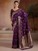 Purple Banarasi Bhagalpuri Silk Woven Saree - The Dori Store