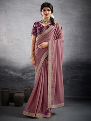 Pink Party Wear Georgette Embellished Saree - The Dori Store