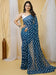 Blue Teal Party Wear Georgette Printed Saree