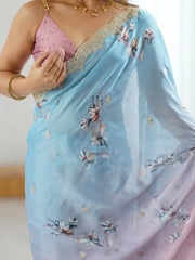 Light Party Wear Chiffon Embellished Saree - The Dori Store