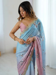 Light Party Wear Chiffon Embellished Saree - The Dori Store