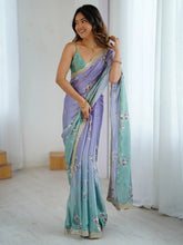 Lavendar Party Wear Chiffon Embellished Saree - The Dori Store