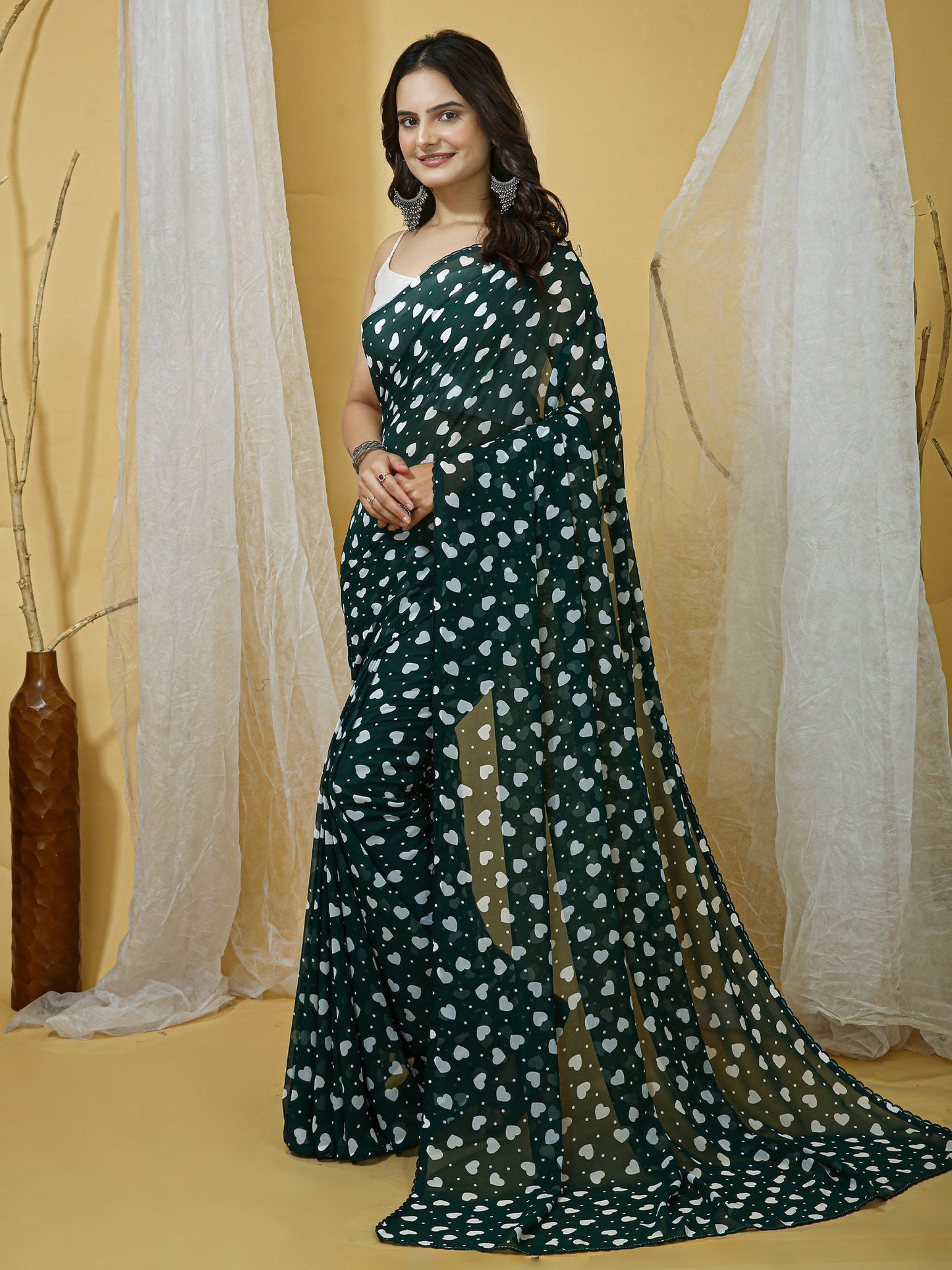 Dark Party Wear Georgette Printed Saree