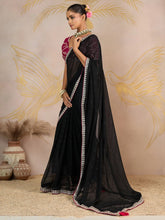 Black Party Wear Georgette Embellished Saree - The Dori Store