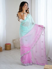 Light Party Wear Chiffon Embellished Saree - The Dori Store
