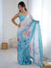 Blue Light Party Wear Georgette Printed Saree