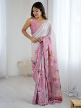 Pink Party Wear Georgette Printed Saree - The Dori Store