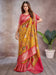 Yellow Mustard Sungudi Viscose Digital Print Saree