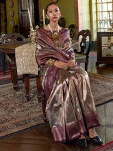 Purple Banarasi Kanjeevaram Silk Woven Saree - The Dori Store