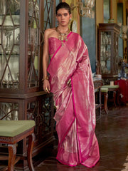 Magenta Banarasi Kanjeevaram Silk Woven Saree - The Dori Store