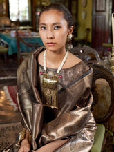 Grey Banarasi Kanjeevaram Silk Woven Saree - The Dori Store