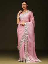 Pink Party Wear Chiffon Embellished Saree - The Dori Store