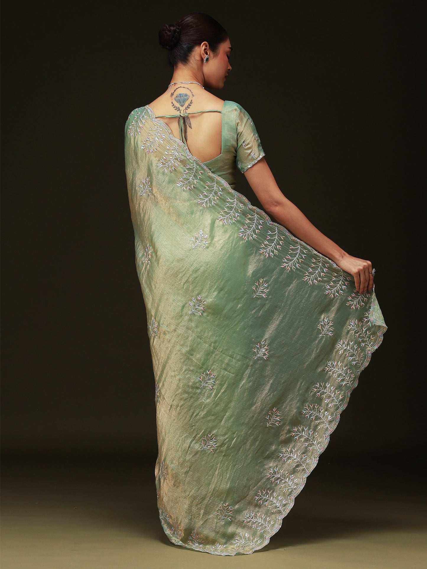 Light Party Wear Chiffon Embellished Saree