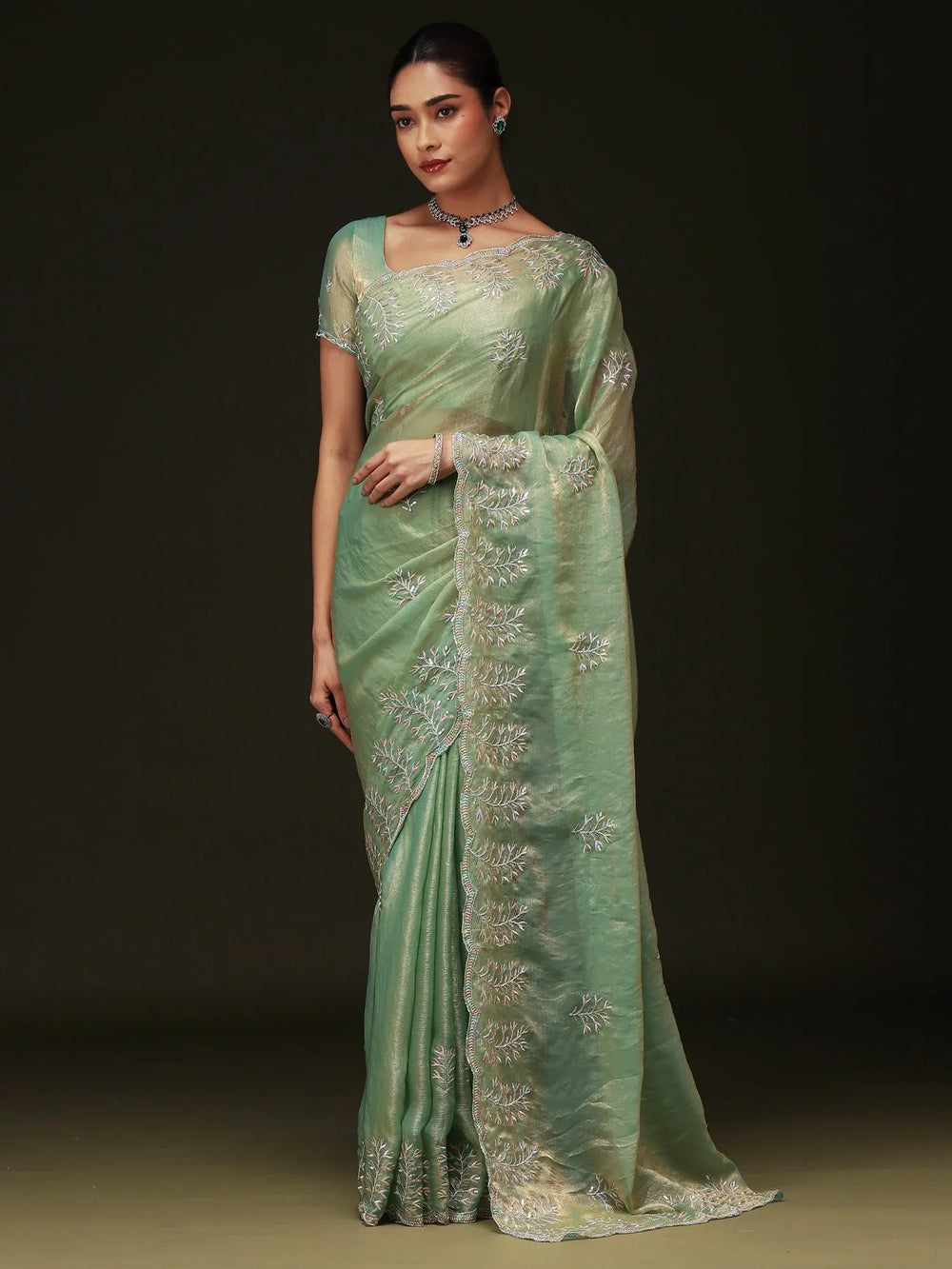 Light Party Wear Chiffon Embellished Saree - The Dori Store