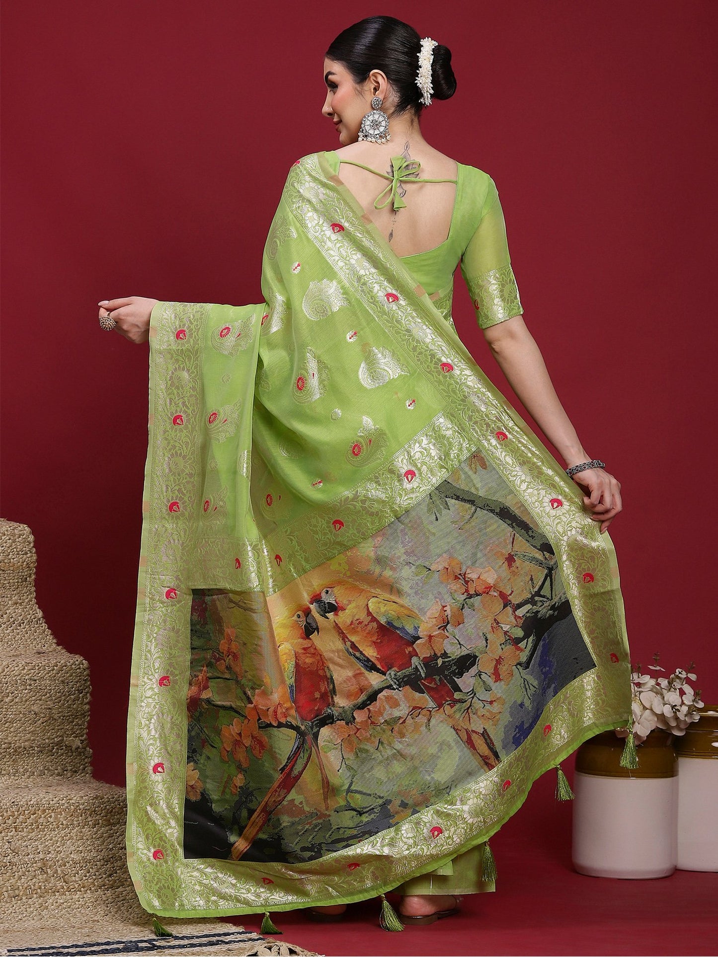 Light Banarasi Organza Woven Saree