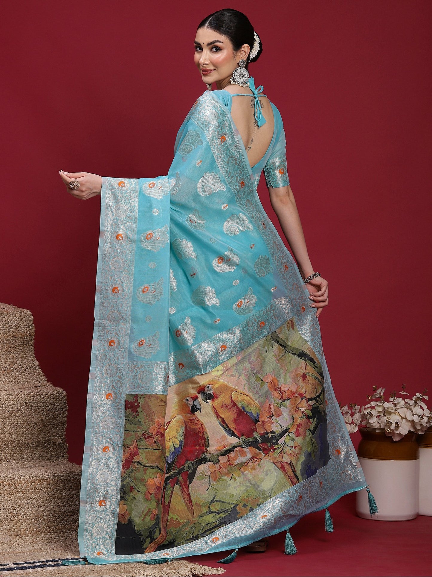 Light Banarasi Organza Woven Saree
