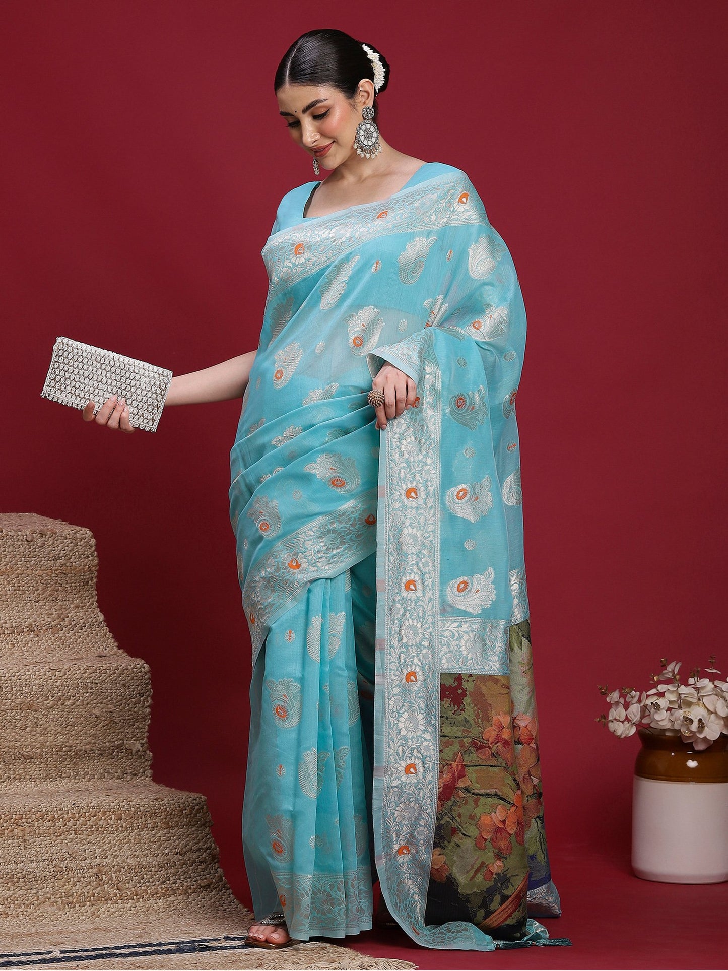 Light Banarasi Organza Woven Saree
