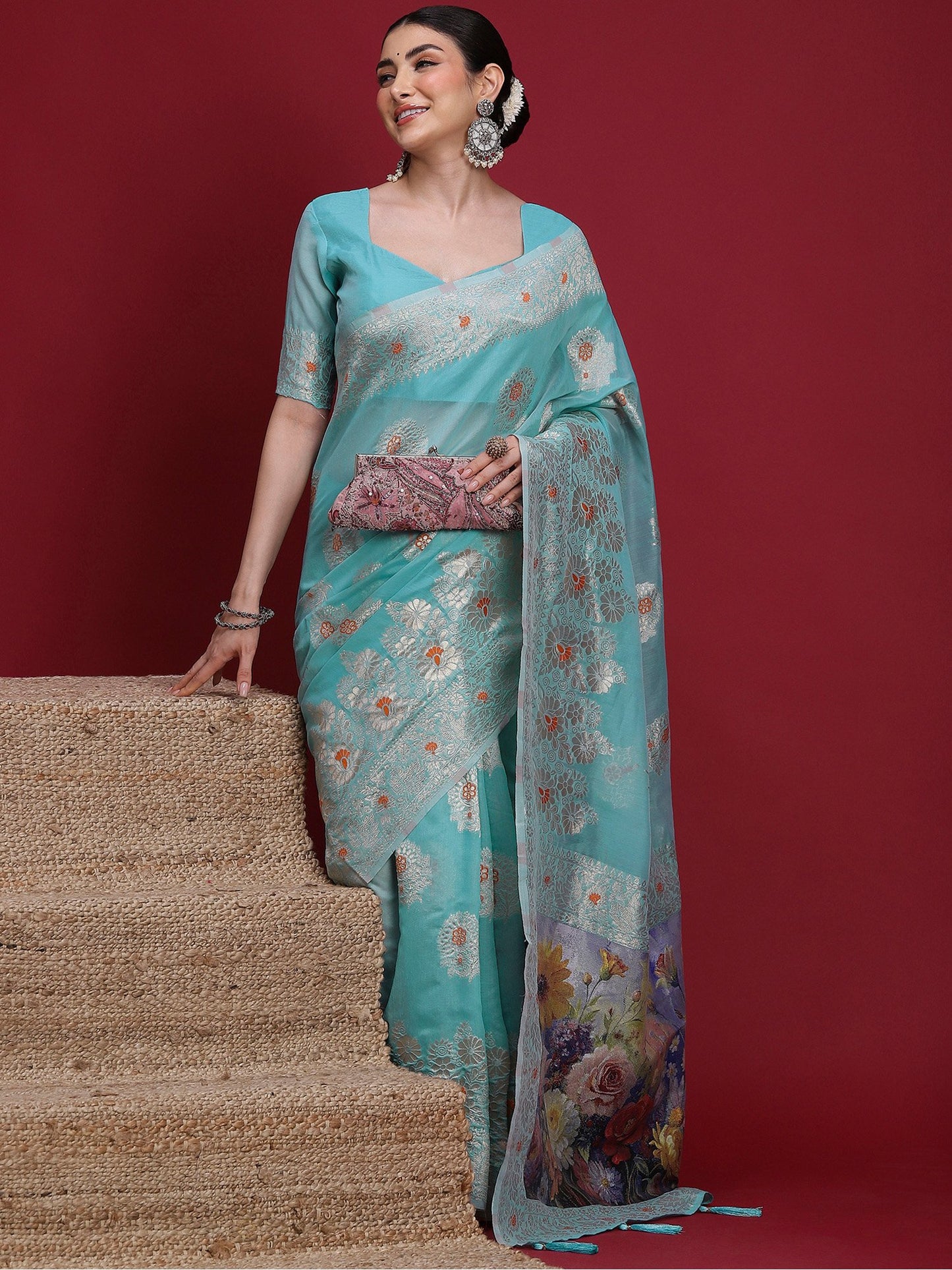 Light Banarasi Organza Woven Saree