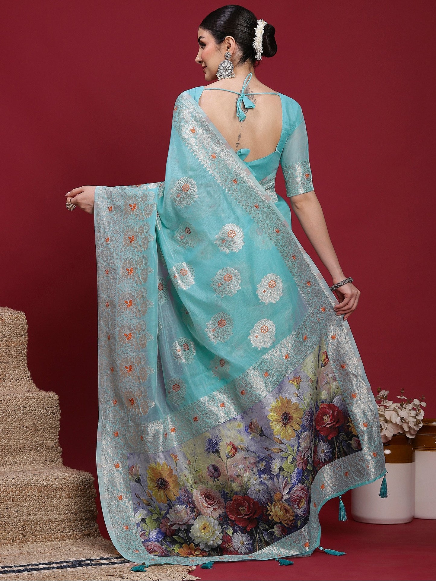 Light Banarasi Organza Woven Saree