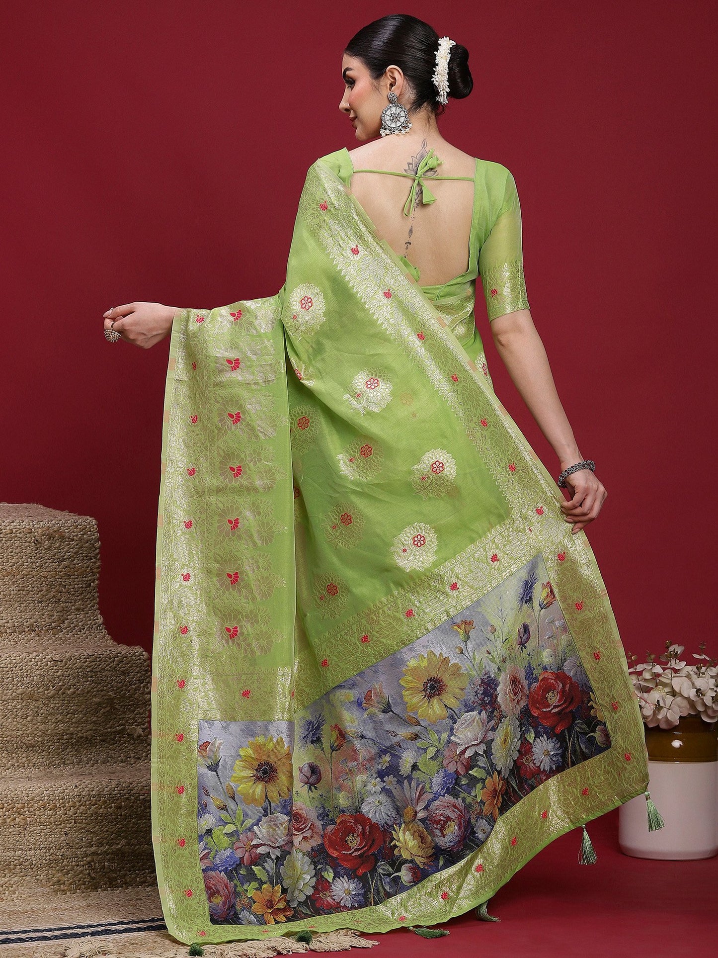 Light Banarasi Organza Woven Saree
