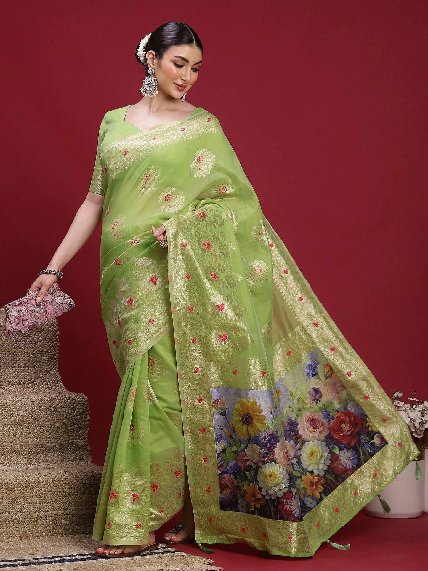 Light Banarasi Organza Woven Saree