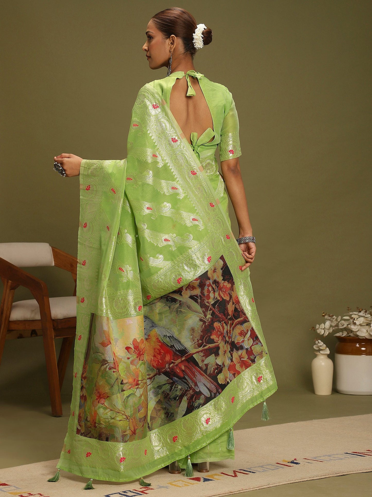 Light Banarasi Organza Woven Saree