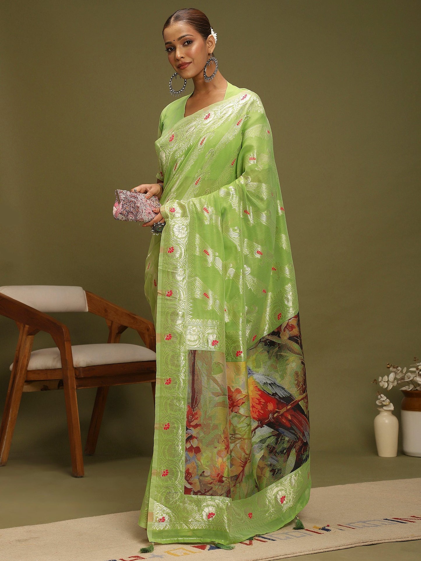 Light Banarasi Organza Woven Saree