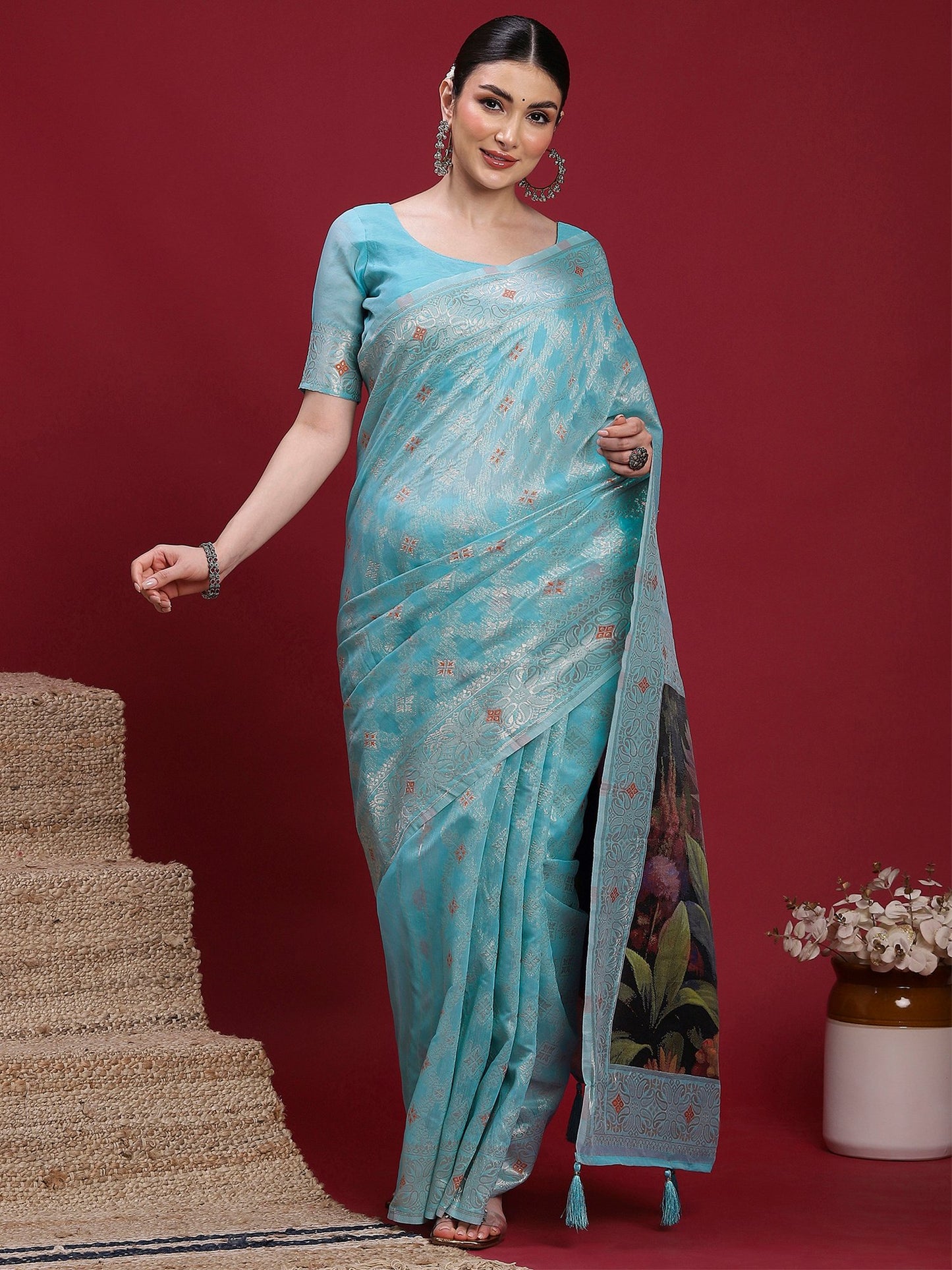 Light Banarasi Organza Woven Saree