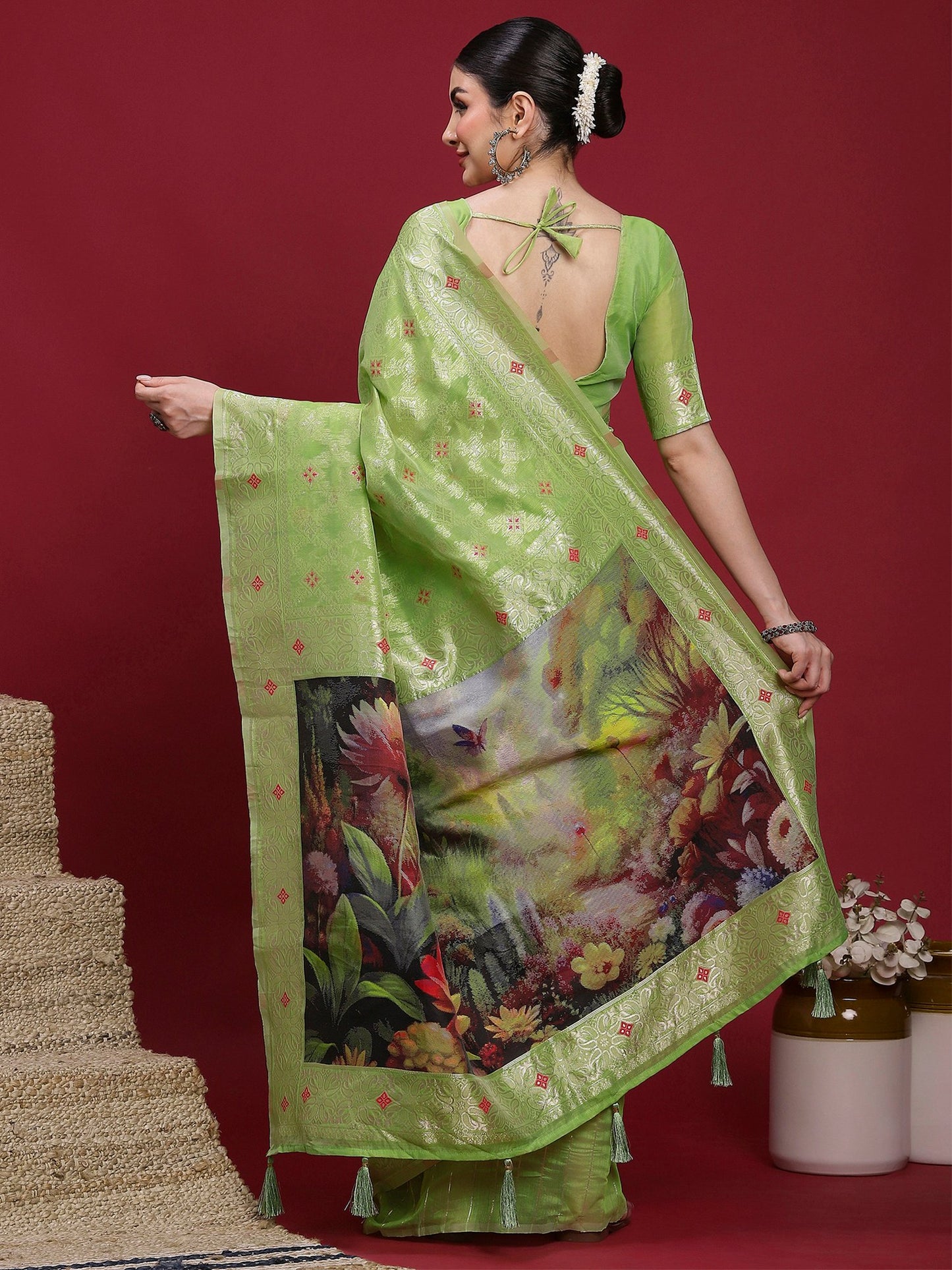 Light Banarasi Organza Woven Saree