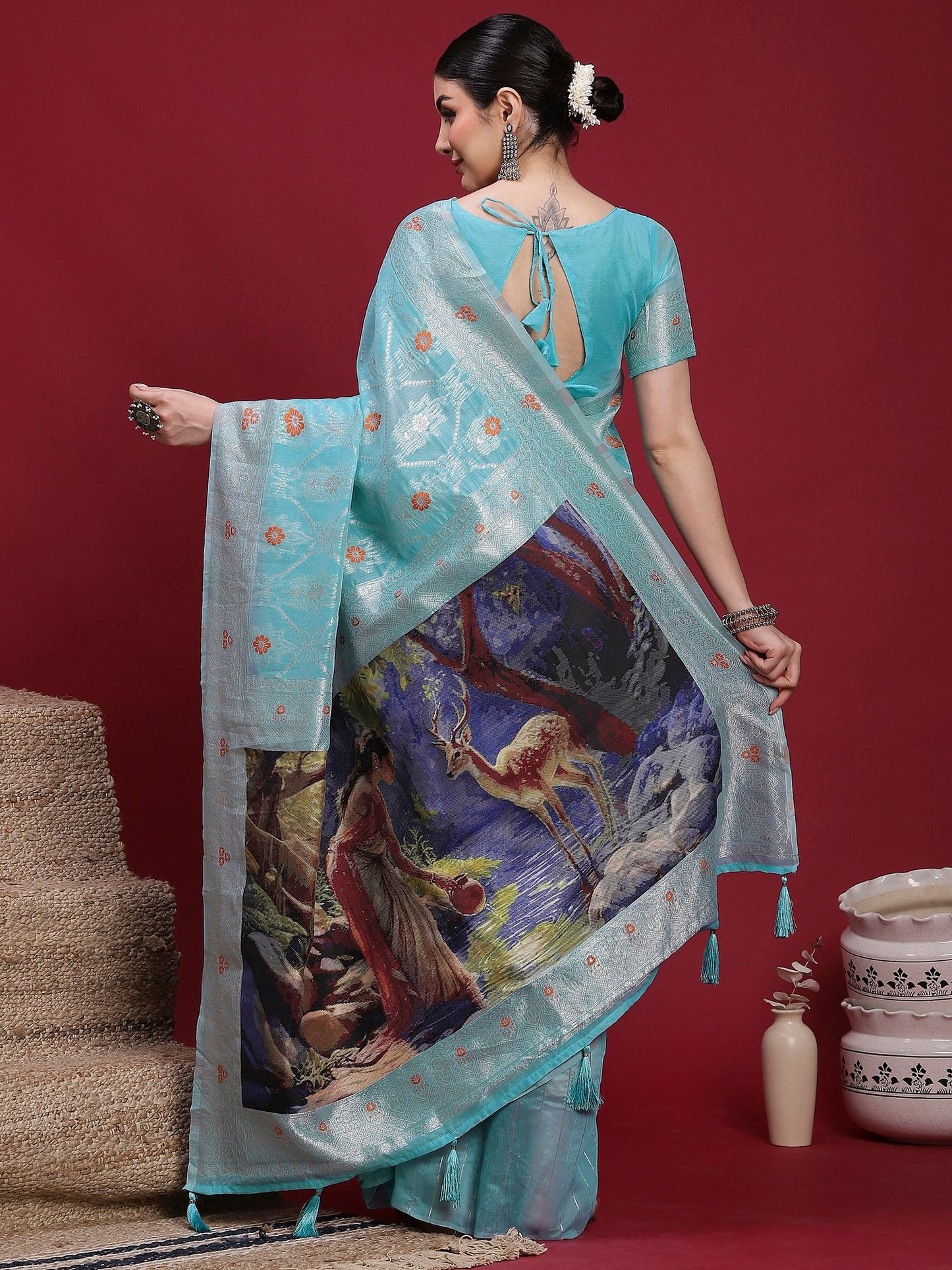 Light Banarasi Organza Woven Saree