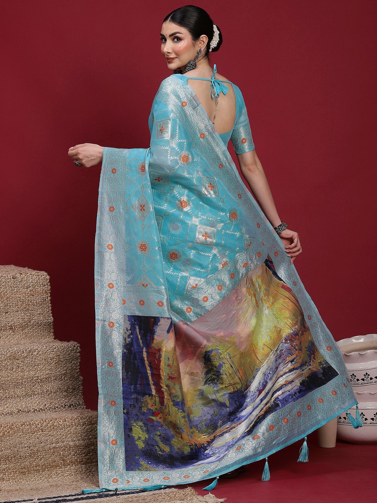 Light Banarasi Organza Woven Saree