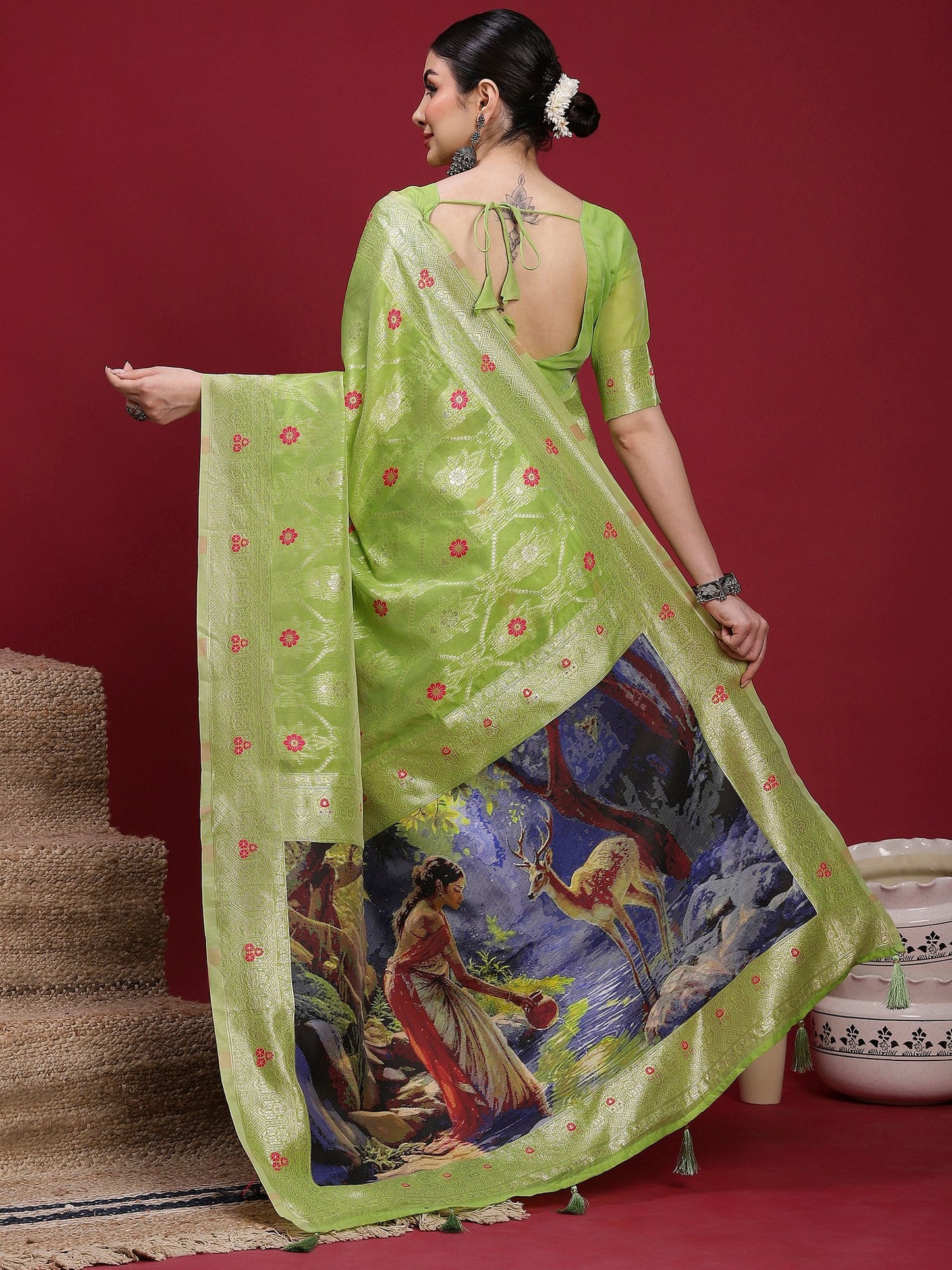Light Banarasi Organza Woven Saree