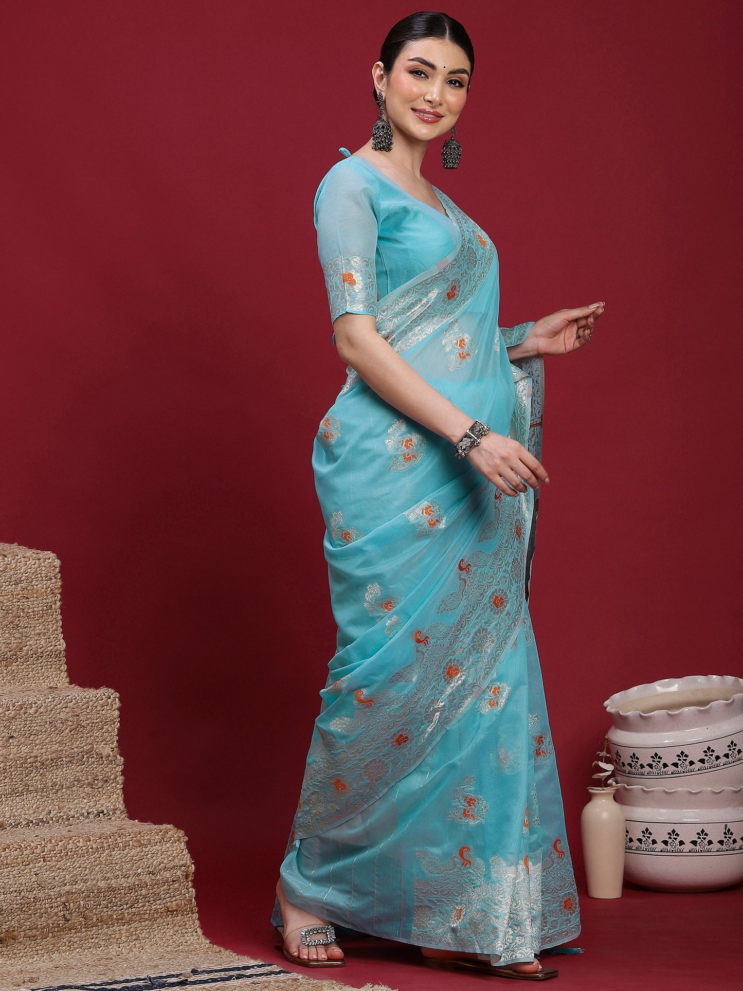 Light Banarasi Organza Woven Saree