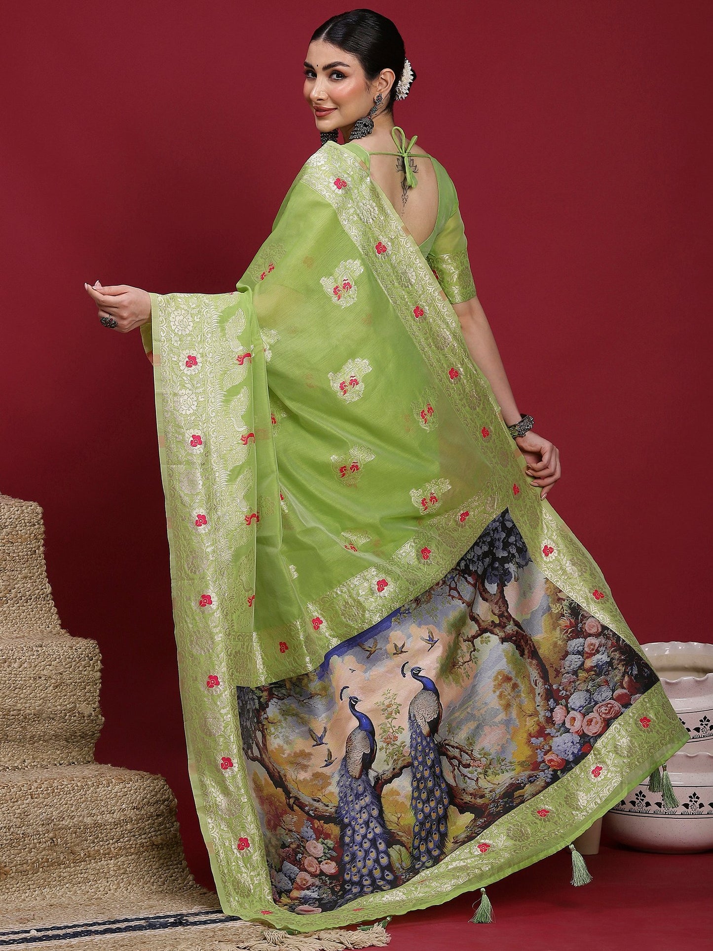 Light Banarasi Organza Woven Saree