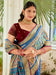 Blue Teal Bhagalpuri Jacquard Printed Saree