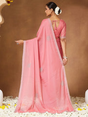 Pink Party Wear Georgette Embellished Saree - The Dori Store