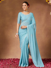 Light Party Wear Georgette Embellished Saree - The Dori Store