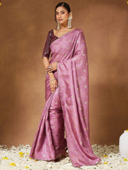 Lavendar Party Wear Georgette Solid Saree - The Dori Store