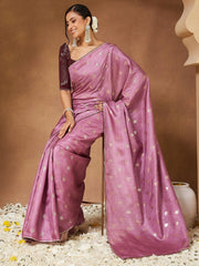 Lavendar Party Wear Georgette Solid Saree - The Dori Store