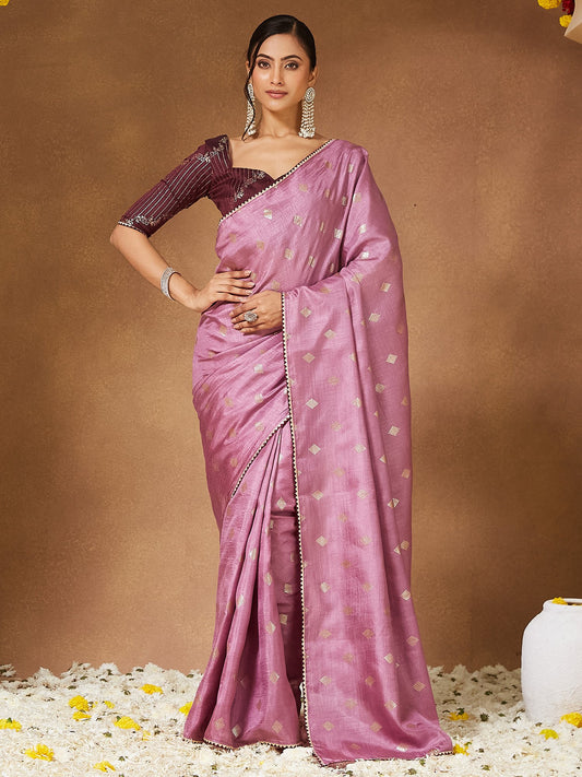 Lavender Lavendar Party Wear Georgette  Solid Saree