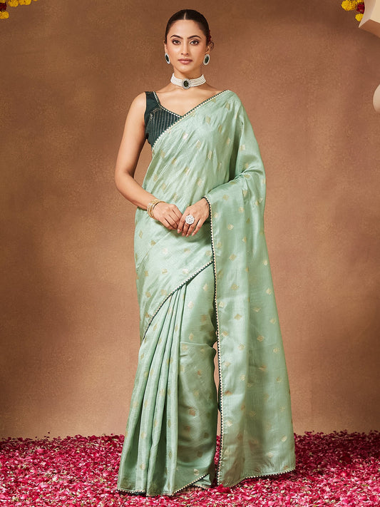 Green Light Party Wear Georgette  Solid Saree
