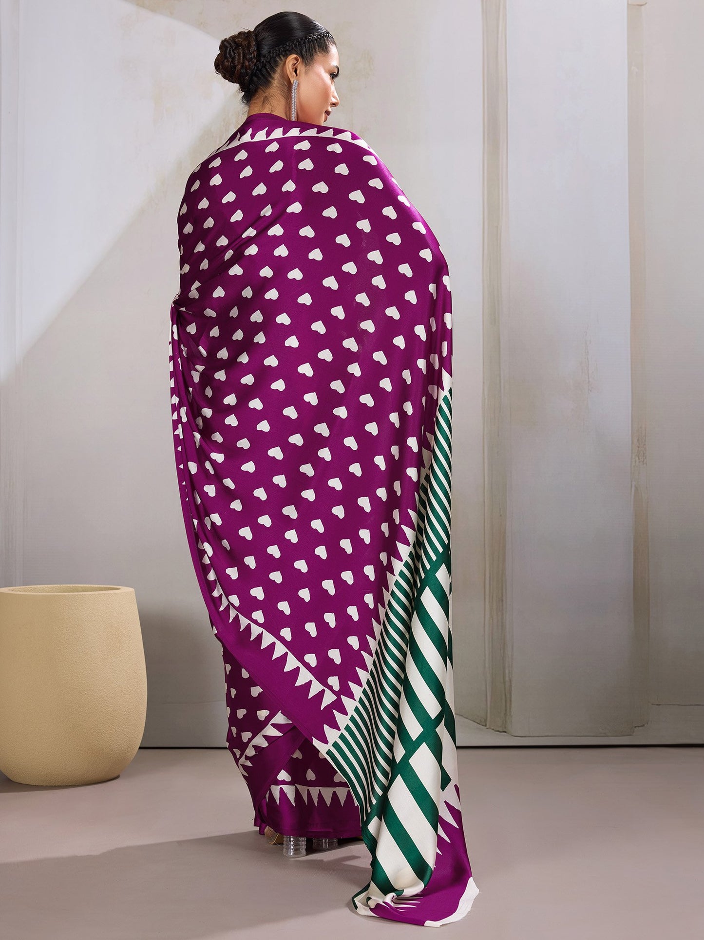 Purple Banarasi Satin Printed Saree