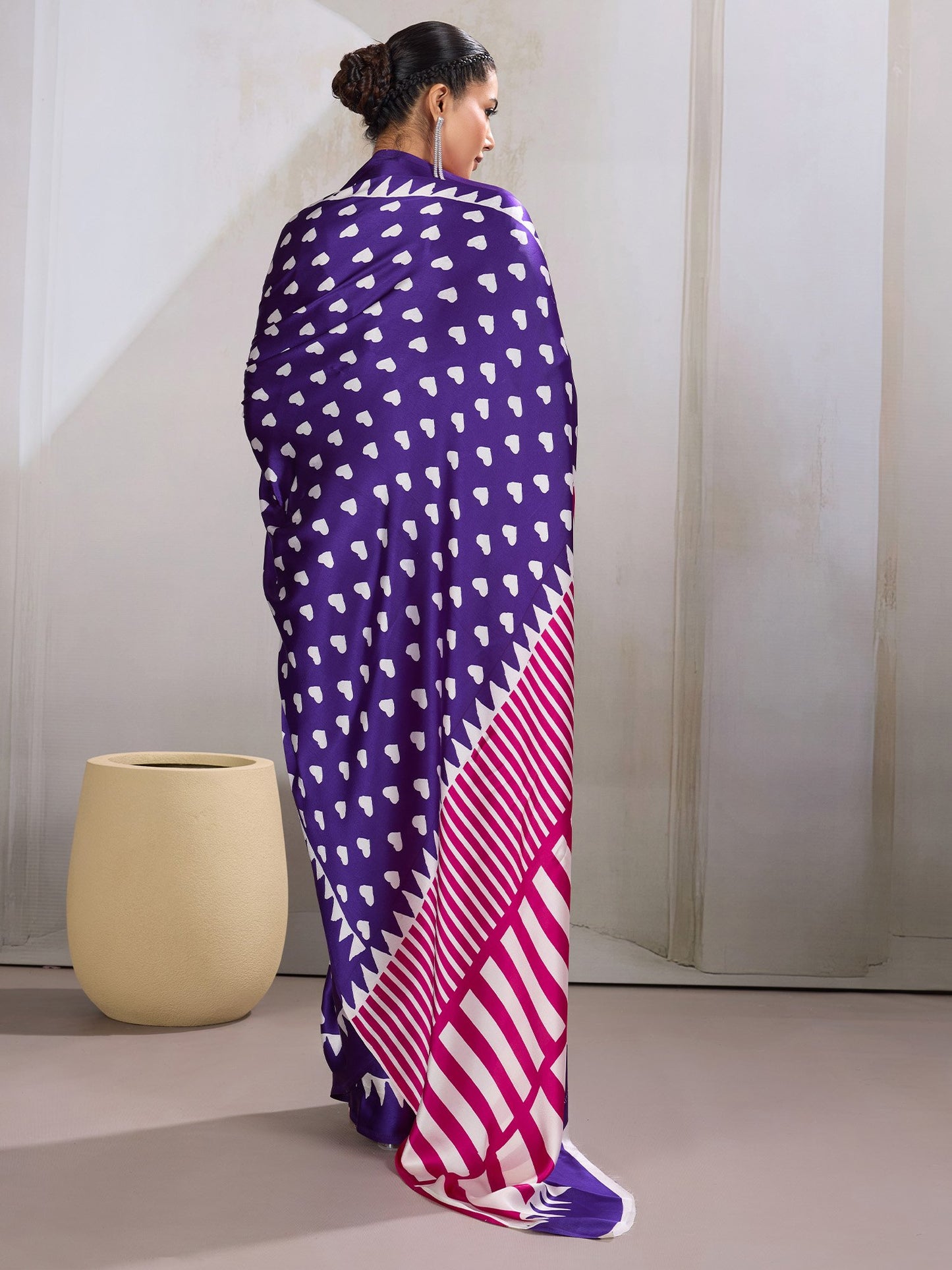 Purple Banarasi Satin Printed Saree