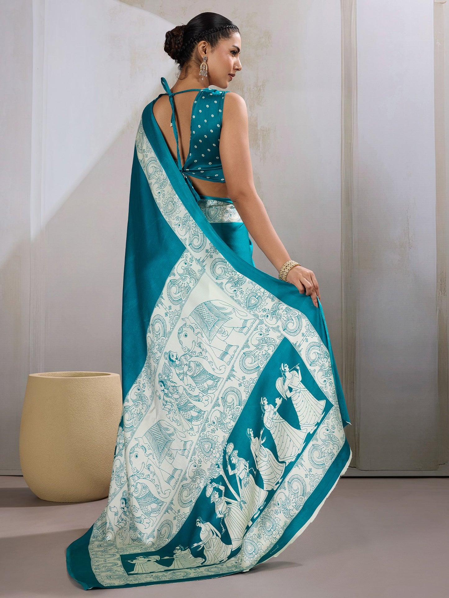 Light Banarasi Satin Printed Saree