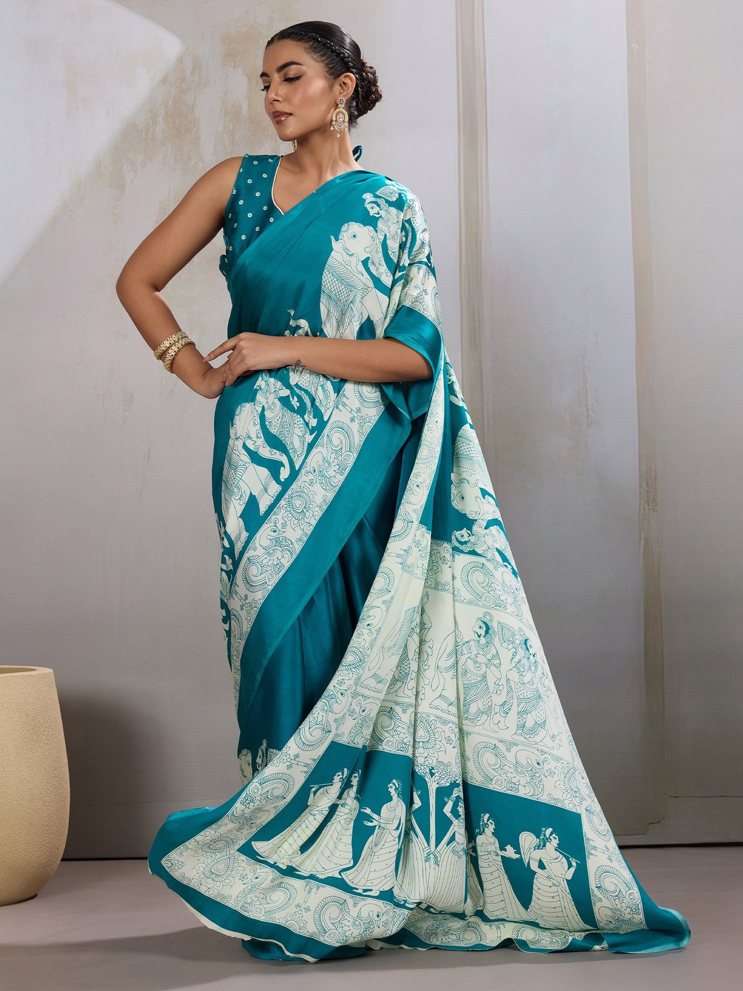 Light Banarasi Satin Printed Saree