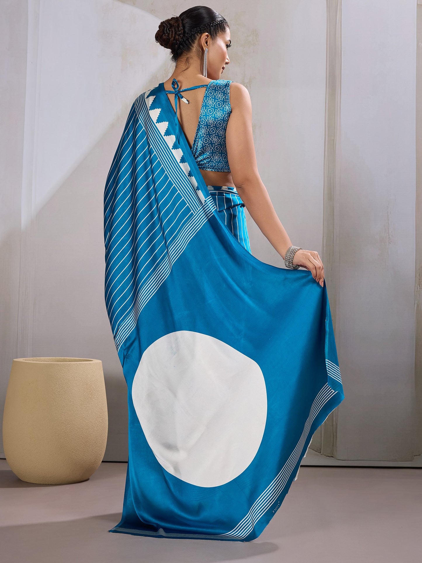 Light Leheriya Satin Printed Saree