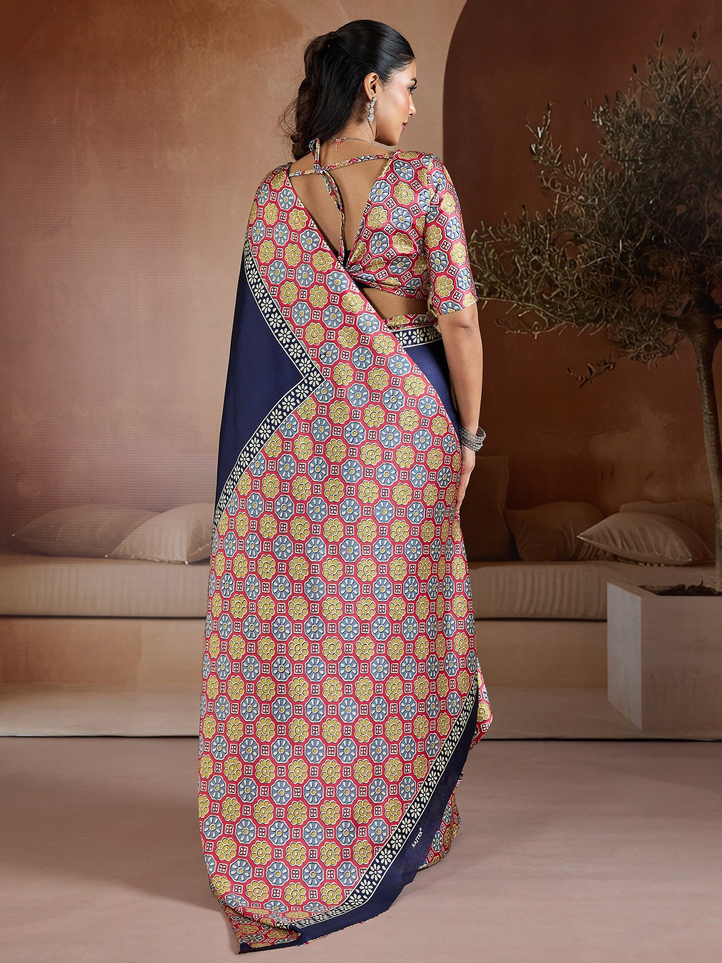 Blue Banarasi Pure Silk Printed Saree