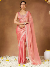 Pink Party Wear Chiffon Embellished Saree - The Dori Store