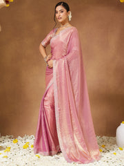 Purple Party Wear Chiffon Embellished Saree - The Dori Store